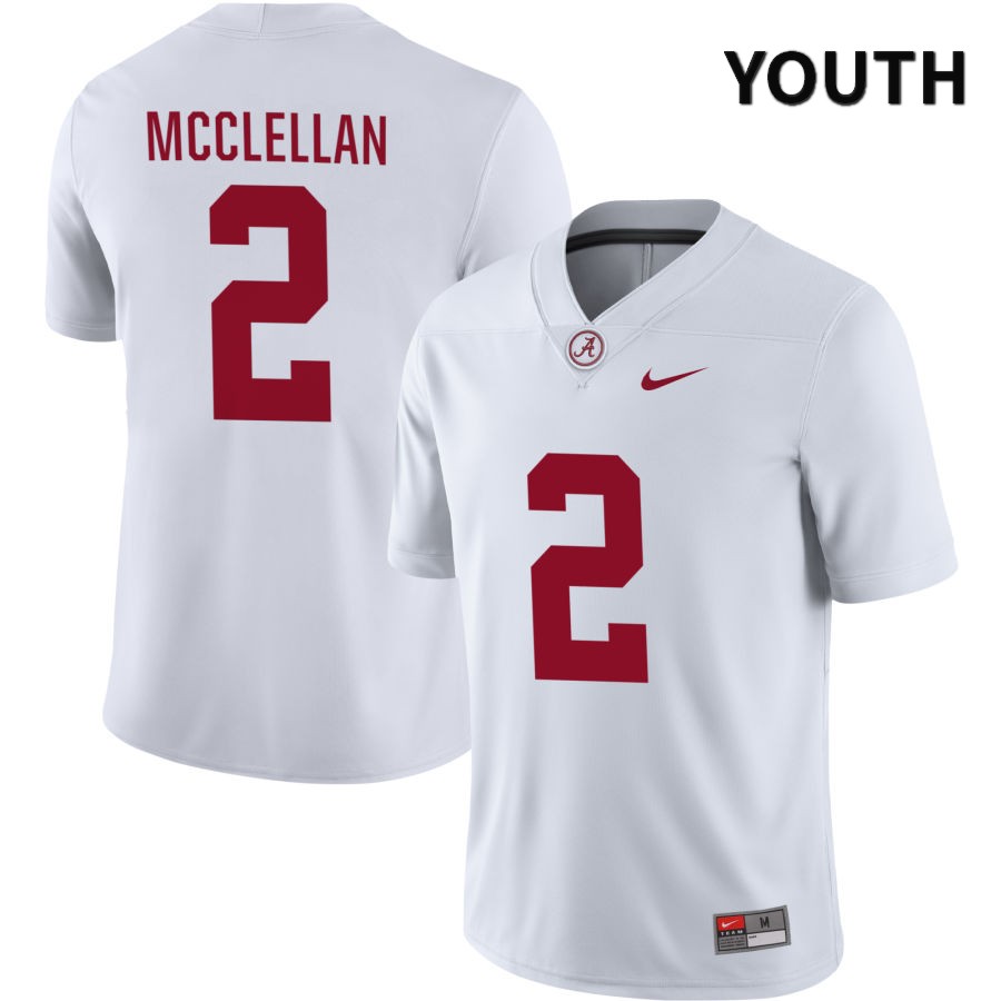 Alabama Crimson Tide Youth Jase McClellan #2 NIL White 2022 NCAA Authentic Stitched College Football Jersey DE16X77CZ